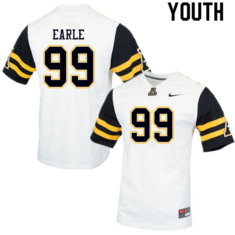 Youth #99 Jordon Earle Appalachian State Mountaineers College Football Jerseys Sale-White